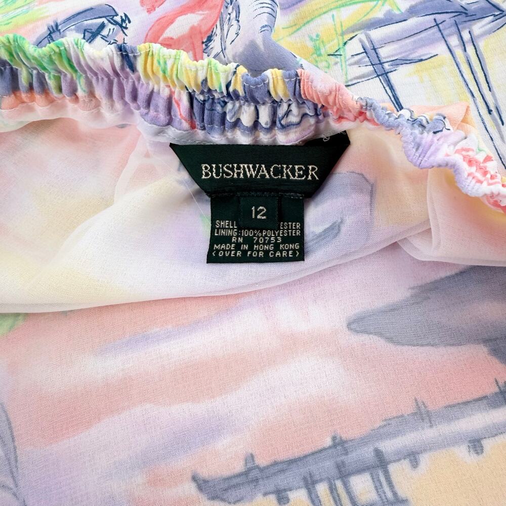 Vtg Bushwacker Brisas Island Watercolor Scenic Maxi Skirt Sz 12 Tropical Lined - Picture 8 of 13